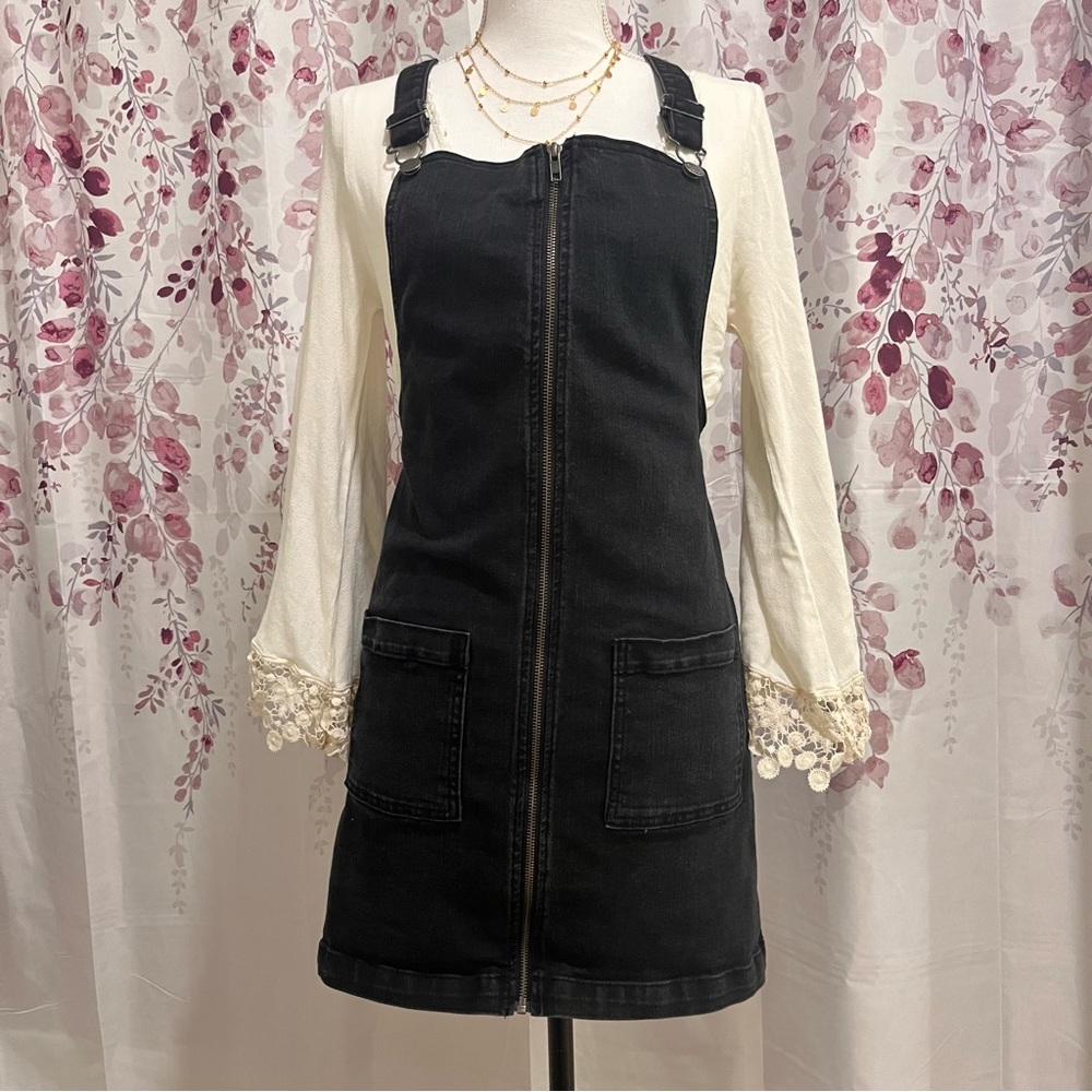 Women’s Medium Overall Dress and Bohemian White Flare/Bell Long Sleeve Dress SET